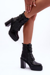Leather Massive Boots With Heel Spikes Black Cadabra