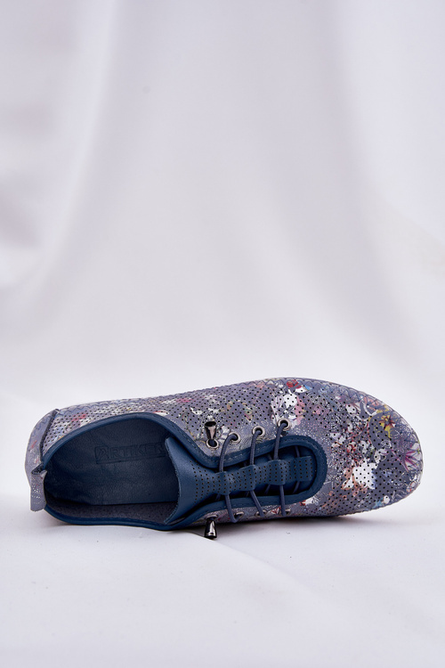 Damskie Wzorzyste Półbuty Skóra Naturalna Niebieskie Artiker 56C2691