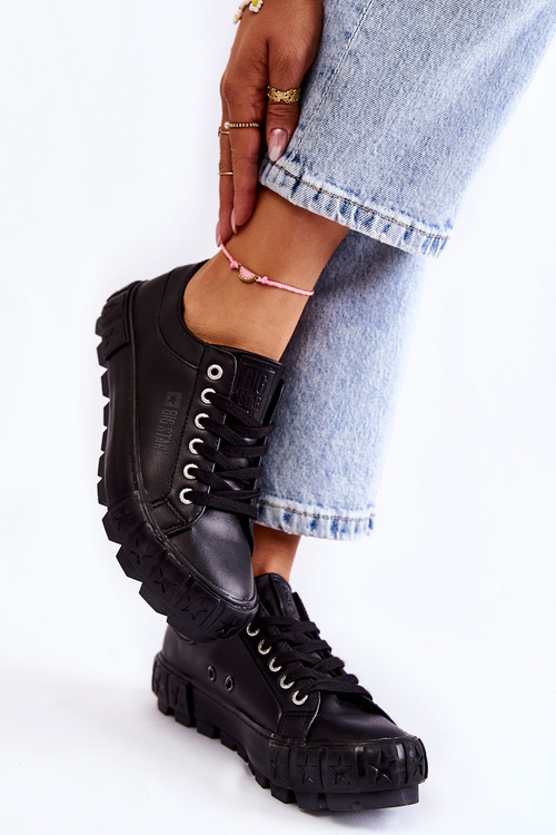 Fashionable Leather Sneakers Big Star KK274143 Black