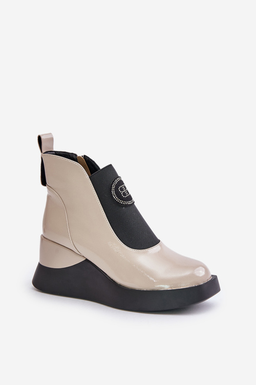 Leather Ankle Boots on Wedge D&A Beige MR880-137