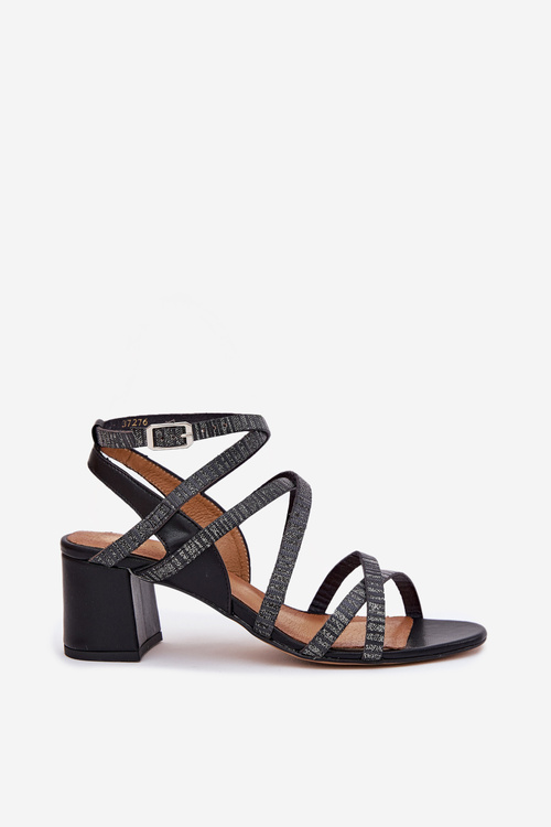 Leather Women's Sandals With Straps On A Heel Maciejka 06969-01 Black