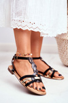Elegant Sandals With Snake Pattern Black Brooke