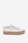 Women's Platform Sneakers With Weaving White Princa