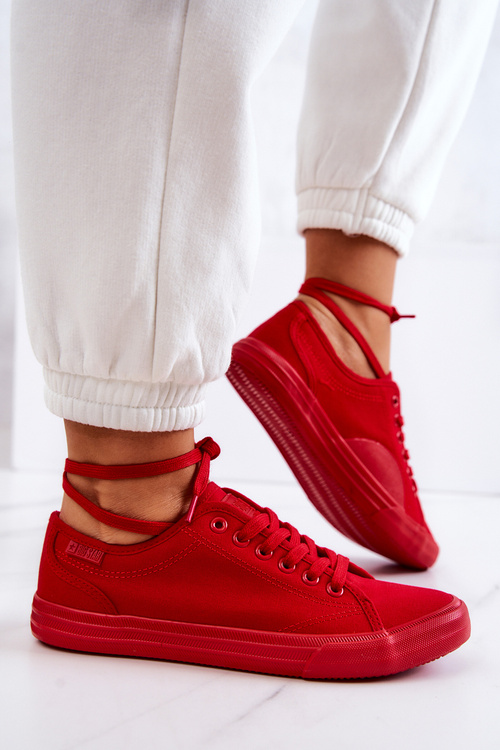 Tenisówki Damskie Niskie Wiązane Big Star Czerwone JJ274068