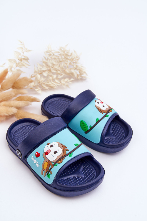 Light Children's Slides Sandals With Animal Motif navy blue Rico