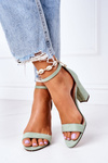 Suede High Heel Sandals Green Florence