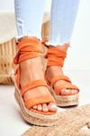 Women's Platform Sandals Tied Orange La Favorite