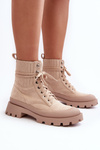 Women's Lace-up Trapper Boots Beige Gordts