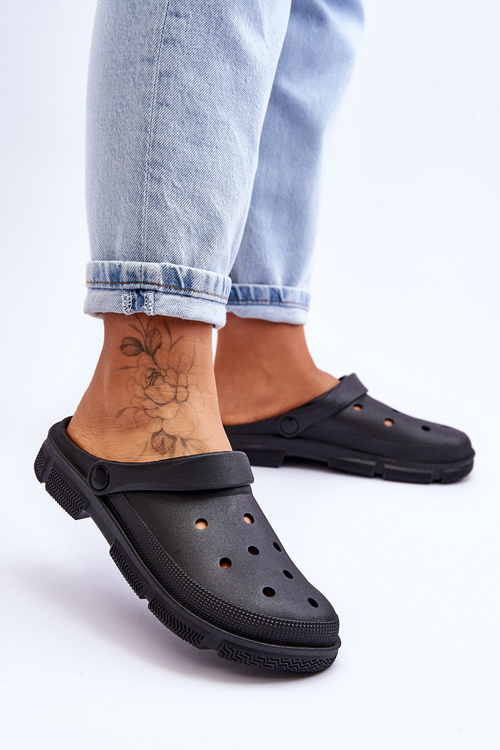 Women's Rubber Crocs Black Rabios