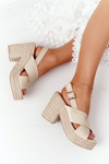 Braided Sandals On A Block Heel Big Star HH274388 Beige