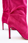 Women's Half-Calf Boots on Stiletto Fuchsia Odetteia