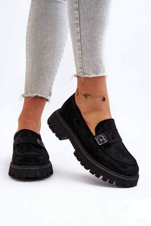 Black Flanila Women's Loafers with Strap