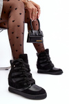 Leather Boots With Wedge Laces Black Amria