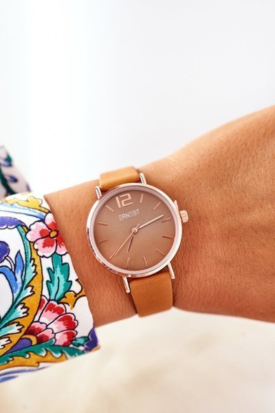 Watch On A Leather Strap Nickel Free ERNEST Camel