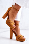Suede Sandals On A Bar Camel Lanelle