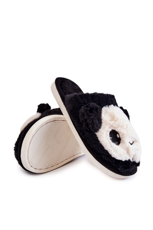 Children's fur slip-on slippers Black Alize