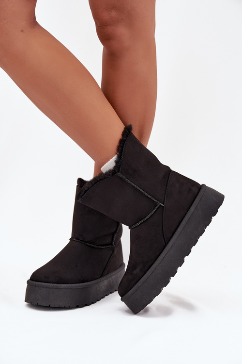 Women's Snow Boots On Platform With Fur Black Evelira
