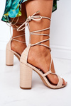 Lace-up High Heel Sandals Beige Catwalk