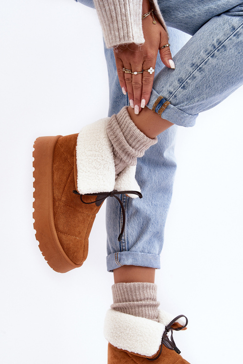 Women's Platform Snow Boots with Fur Camel Olimuka