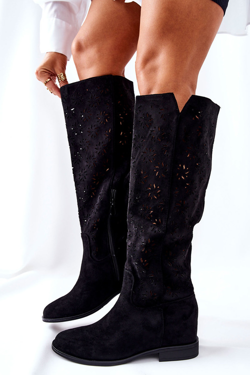 Lace-up Boots With Hidden Heel Black Lara