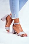Suede Sandals On A Block Heel Vinceza 20-17058 Grey