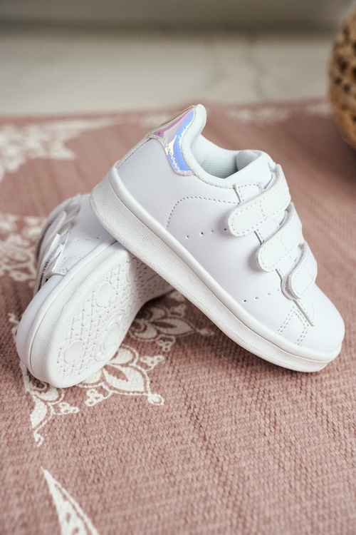 Dziecięce Sportowe Buty Na Rzepy Biało-Srebrne Fifi