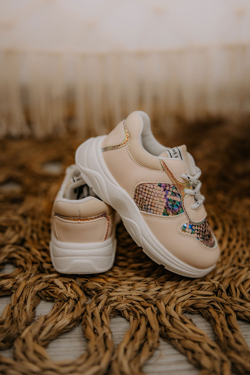 Buty Sportowe Wiązane Wężowe Różowe Gabbie