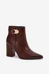 Women’s heeled boots with gold detail chocolate Tharina