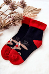 Christmas Socks Reindeer Grey and red
