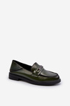 Women's Leather Loafers Dark Green Nurea