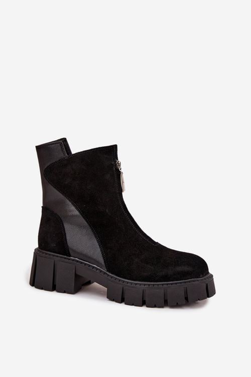 Women's Boots Made of Genuine Suede Lined D A JC52 874 Black