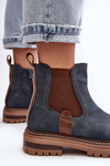 Women's Padded Ankle Boots on a Flat Heel Blue Myrine