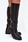 Women's Officer Boots On Low Heel Insulated Black Averna