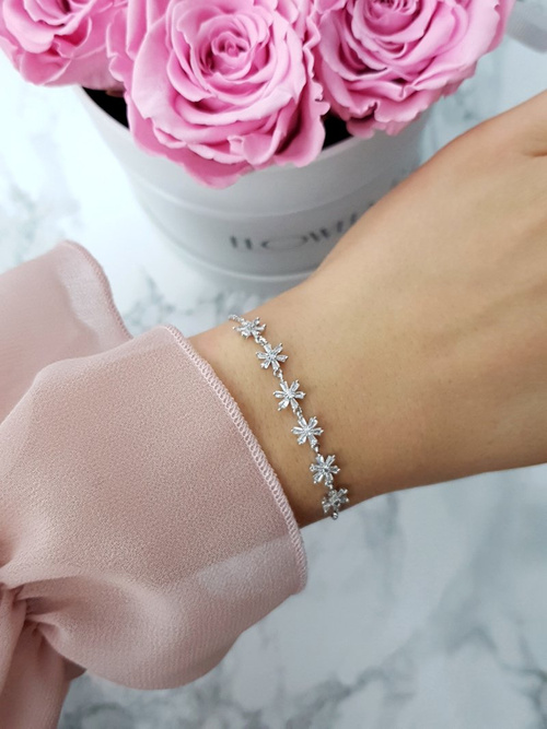 Women's Chain Bracelet Flowers Silver Larissa