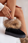 Leather Snow Boots On Platform With Fur Black Avirisa
