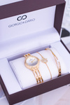Giorgio Dario Set Gold Women's Watch With Zircons Two Bracelets