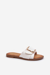 Women's White Sandals with Strap and Buckle Opahiri