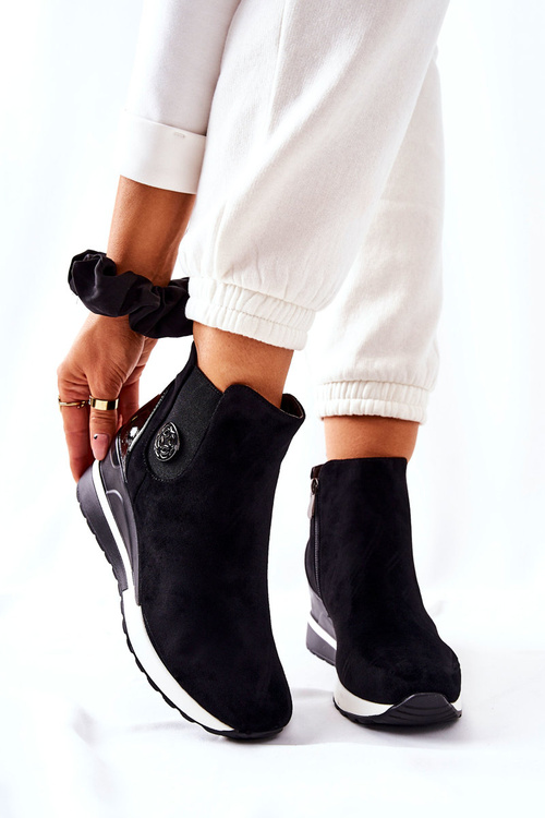 Heeled Suede Booties Black Lunelle