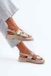 Women's Sandals with Buckles Eco Leather Golden Konanttia