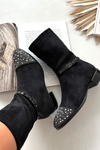 Women's Low Heel Ankle Boots with Embellishment and Strap D&A MR52-165 Black