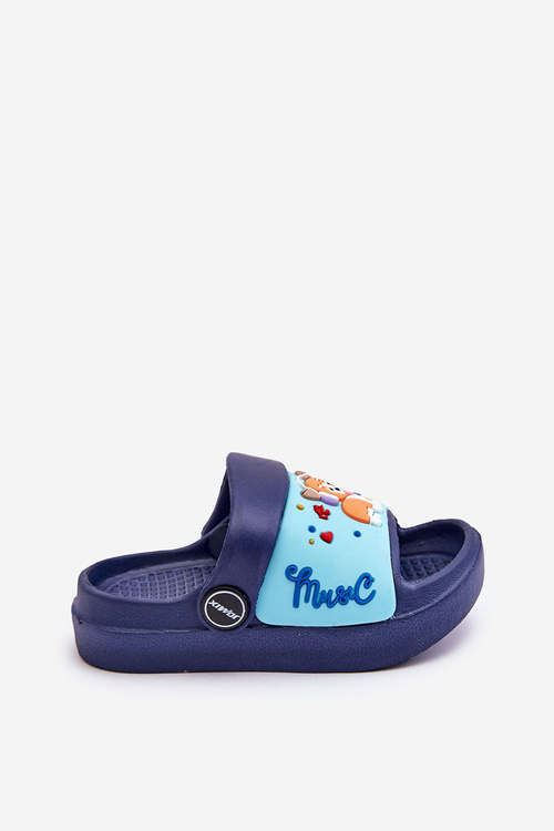 Light Children's Slides Sandals With Animal Motif navy blue Rico