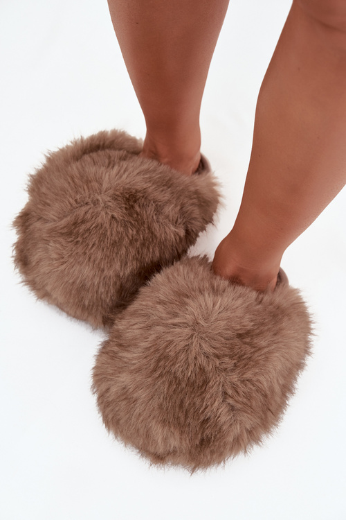 Fur Ladies Slippers Brown Iseline