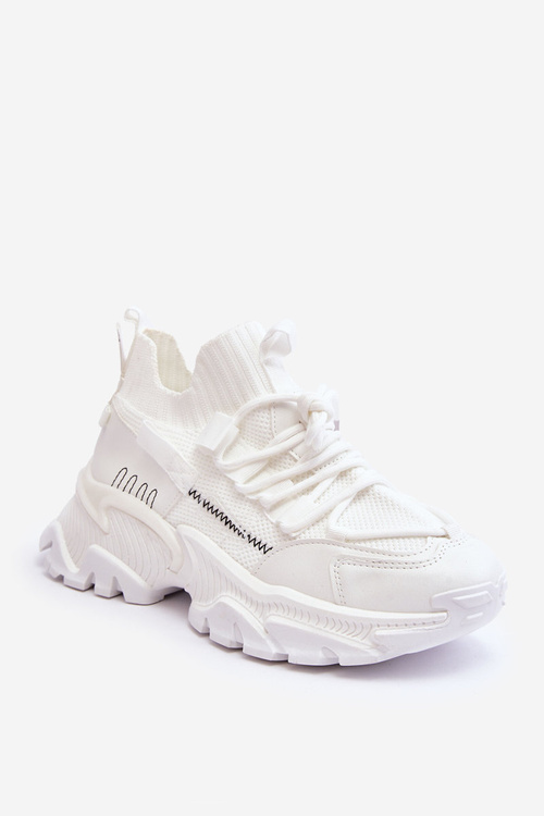 Sneakersy Damskie Skarpetkowe Wsuwane Białe Keaton BL322P