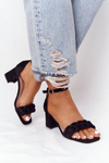 Suede High Heel Sandals Black Long Island