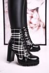 Women’s Boots On A Block Heel Checkered Black Blair