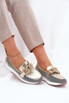 Leather Women Moccasins With Decoration D&A LR51-966 Gold