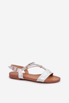 Women's Flat Sandals with Straps S.Barski KV27-010 White-Silver
