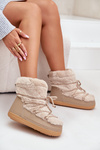 Snow Boots With Fur And Lacing Beige Silvara
