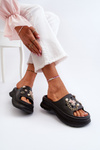 Women's Foam Flip Flops with Decorations Black Afariana