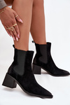 Leather Suede Women's Ankle Boots Heeled Lined Artiker 57C0049 Black